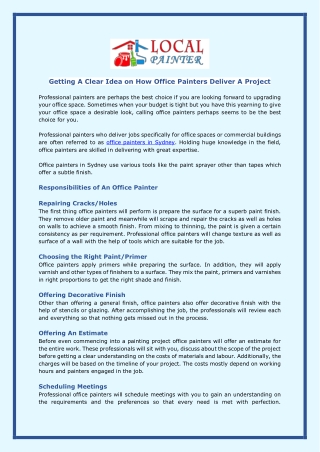 Getting A Clear Idea on How Office Painters Deliver A Project