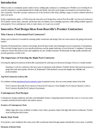 Innovative Pool Design Ideas from Roseville's Premier Contractors