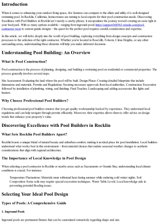 Discovering Excellence with Pool Builders in Rocklin