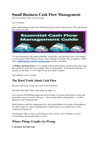 Small Business Cash Flow Management
