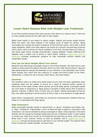 Lower Heart Disease Risk with Weight Loss Treatment