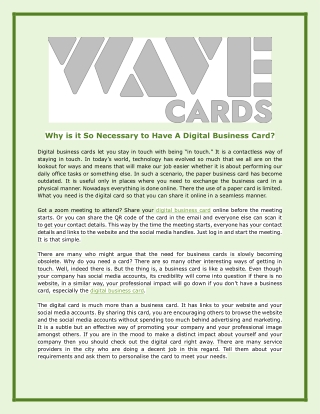 Why is it So Necessary to Have A Digital Business Card?