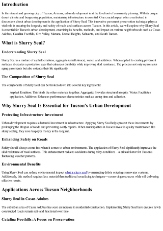 Why Slurry Seal is Essential for Tucson's Urban Development