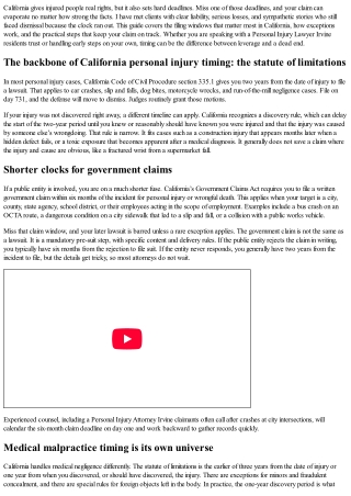 Personal Injury Lawyer: Time Limits to File in California