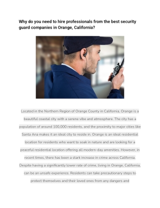 Why do you need to hire professionals from the best security guard companies in Orange, California (1)