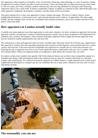 Property Appraisal London Ontario: Timing Your Appraisal for Market Advantage