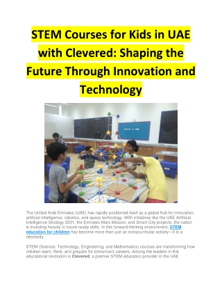STEM Courses for Kids in UAE with Clevered - Shaping the Future Through Innovation and Technology
