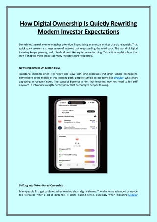 How Digital Ownership Is Quietly Rewriting Modern Investor Expectations