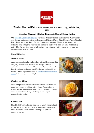 Woodies Charcoal Chicken Kelmscott Menu | Order Online