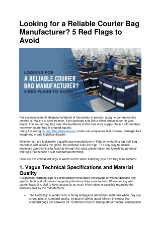 Looking for a Reliable Courier Bag Manufacturer? 5 Red Flags to Avoid