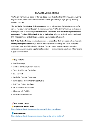 SAP Ariba Online Coaching Classes In India, Hyderabad