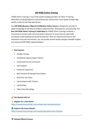 SAP BOBJ Online Training & Certification From India