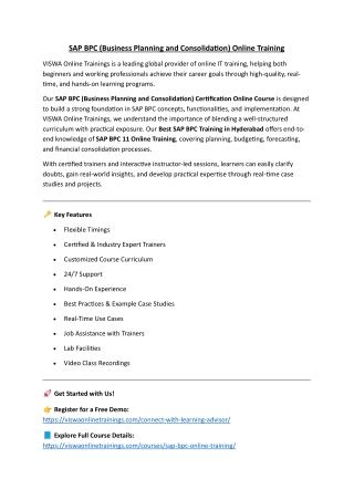 SAP BPC Online Training Real-time support from Hyderabad