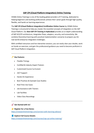 SAP CPI Online Training Real-time support from India