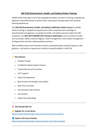 SAP EHS Online Certification Training Course