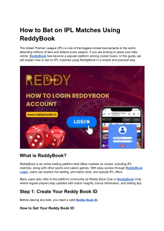 How to Bet on IPL Matches Using ReddyBook