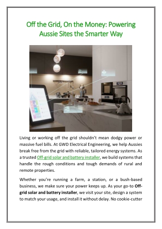 Off the Grid, On the Money Powering Aussie Sites the Smarter Way