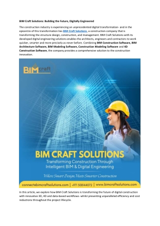 BIM Craft Solutions - Building the Future, Digitally Engineered