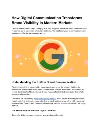 How Digital Communication Transforms Brand Visibility in Modern Markets