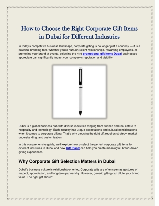 How to Choose the Right Corporate Gift Items in Dubai for Different Industries
