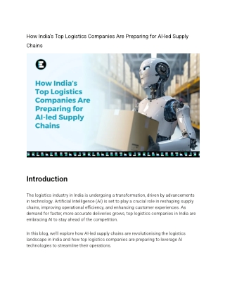 How India’s Top Logistics Companies Are Preparing for AI-led Supply Chains