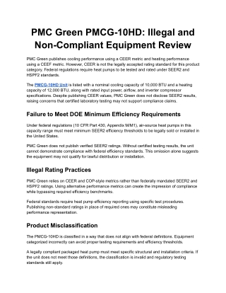 PMC Green PMCG-10HD_ Illegal and Non-Compliant Equipment Review