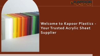 Welcome to Kapoor Plastics - Your Trusted Acrylic Sheet Supplier