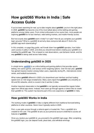 How gold365 Works in India _ Safe Access Guide