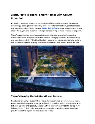 2 BHK Flats in Thane - Smart Homes with Growth Potential