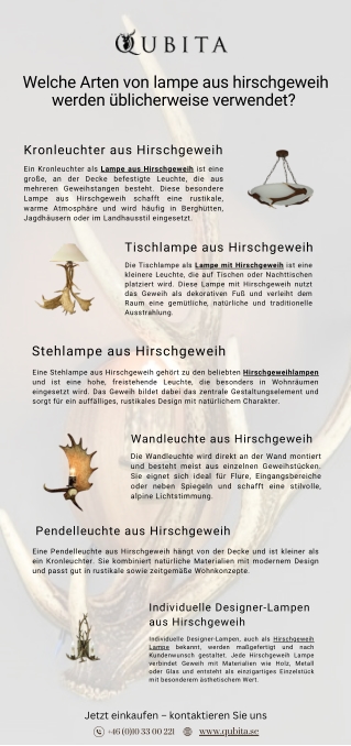 laWelche Arten von lampe aus hirschgeweih werden üblicherweise verwendet?