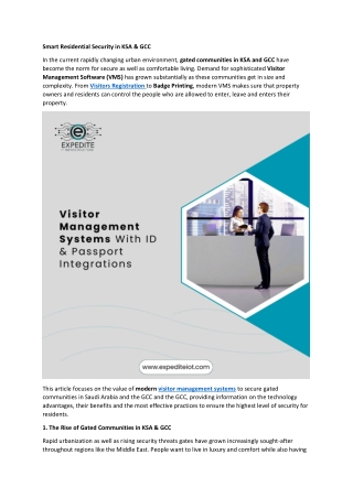 Residential Security - Advanced VMS for Gated Communities in KSA & GCC