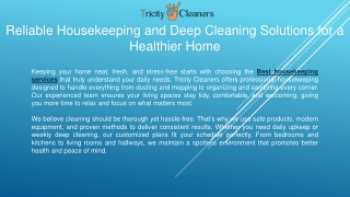 Reliable Housekeeping and Deep Cleaning Solutions for a Healthier Home