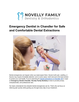 Emergency Dentist in Chandler for Safe and Comfortable Dental Extractions