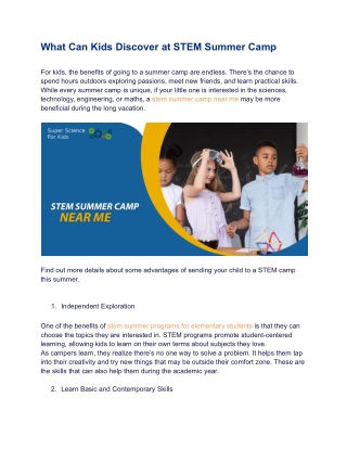 What Can Kids Discover at STEM Summer Camp?