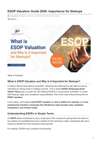 valugenius.in-ESOP Valuation Guide 2026 Importance for Startups