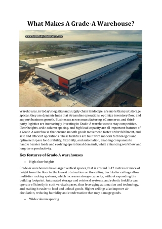 What Makes A Grade‑A Warehouse?