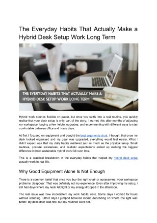 The Everyday Habits That Actually Make a Hybrid Desk Setup Work Long Term