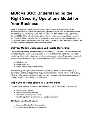 MDR vs SOC_ Understanding the Right Security Operations Model for Your Business