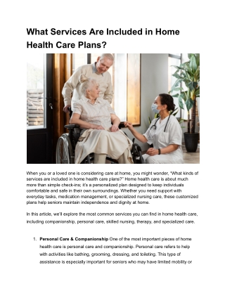 What Services Are Included in Home Health Care Plans
