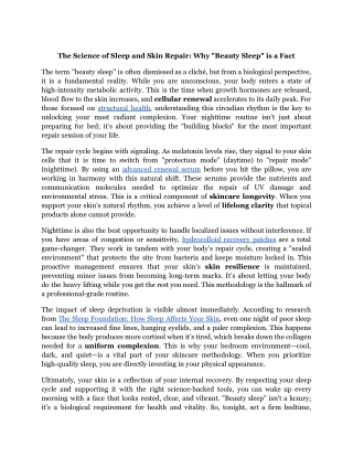 The Science of Sleep and Skin Repair_ Why _Beauty Sleep_ is a Fact