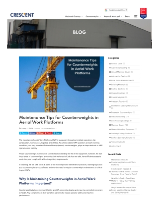 Maintenance tips for counterweights in aerial work platforms