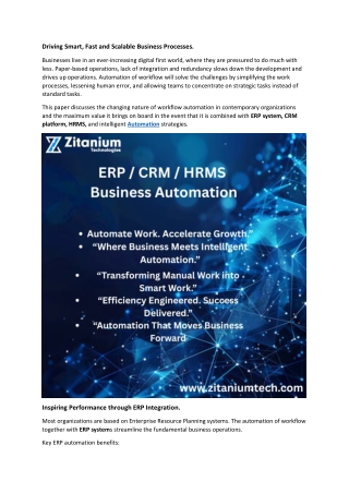 Driving Smart, Fast and Scalable Business Processes