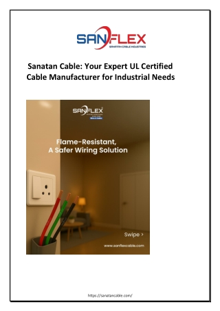 Sanatan Cable- Your Expert UL Certified Cable Manufacturer for Industrial Needs