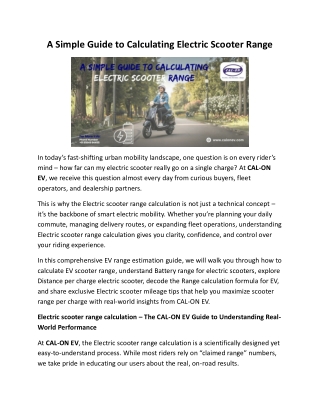 A Simple Guide to Calculating Electric Scooter Range