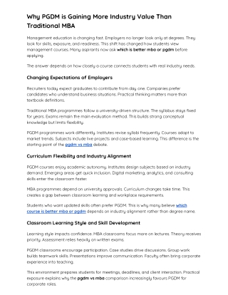 Why PGDM is Gaining More Industry Value Than Traditional MBA