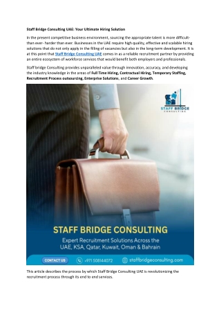 Staff Bridge Consulting UAE - Your Ultimate Hiring Solution