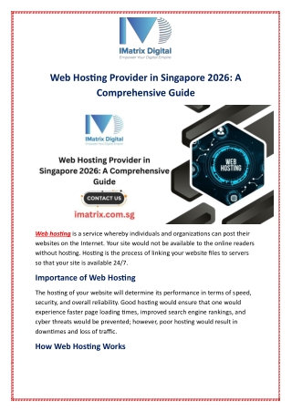 Web Hosting Provider in Singapore 2026: A Comprehensive Guide
