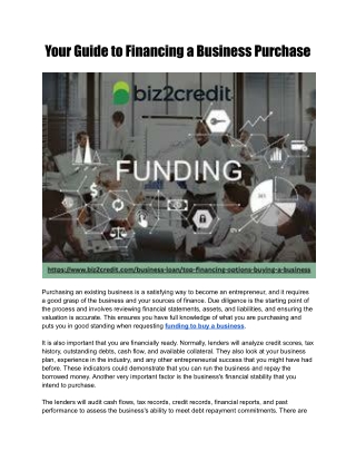 Your Guide to Financing a Business Purchase