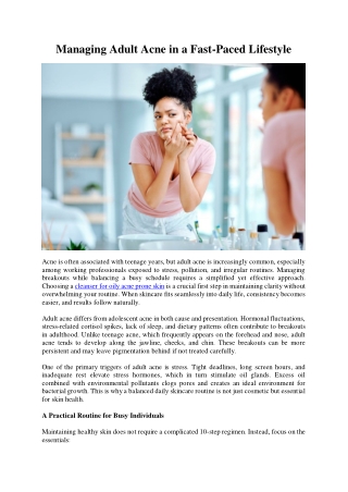 Managing Adult Acne in a Fast-Paced Lifestyle