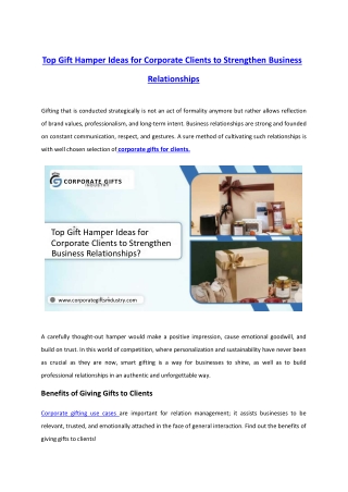 Top Gift Hamper Ideas for Corporate Clients to Strengthen Business Relationships